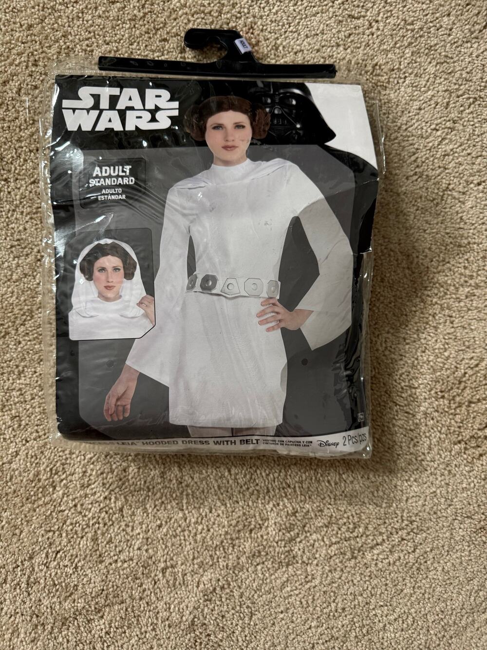 Star Wars Princess Leia Adult Costume White Dress Belt Hood Rubie’s